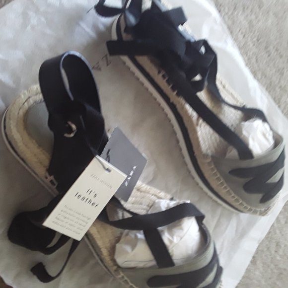 NWT Zara Lace-Up Espadrilles Sandals Size 10 EU 41 - Picture 5 of 11